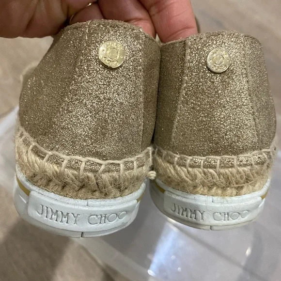 ⬇️PRICE⬇️ 
Jimmy Choo - Dawn Metallic Espadrille Slip-On, Gold - 37/7 - Picture 3 of 8